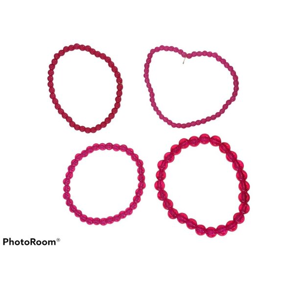 Set Of 4 Pink Beaded Stretch Bracelets Jewelry For Women & Teens - Picture 6 of 6